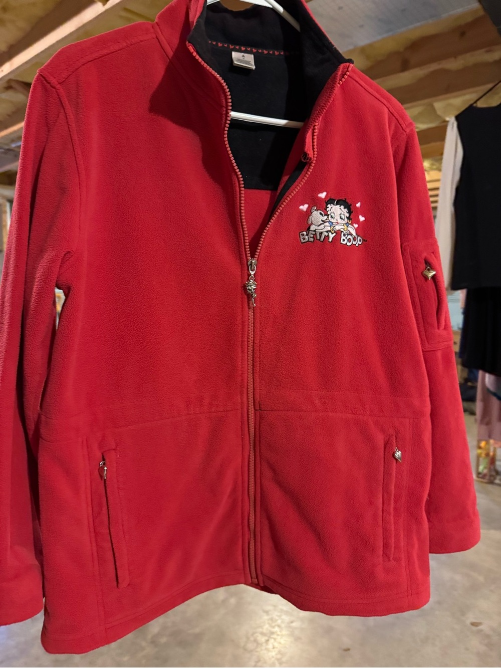 Betty Boop Red Fleece Jacket - Cozy Zip-Up